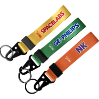Lanière courte anti-perte portable avec logo personnalisé, imprimée par transfert thermique, en nylon/polyester, pour la promotion d'entreprise