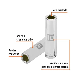 BOX 6 Chiave a Bussola Lunga 10mm, 6 Punte, Attacco 3/8'', TRUPER - Product Image 2