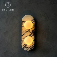 Applique Murale Moderne de Luxe en Marbre et Verre, Lumière LED Blanc Chaud 3000K, pour Chambre, Chevet, Salon, Villa, Design Créatif, 2 Lampes Capsule