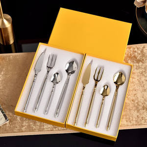 ชุดช้อนส้อมสแตนเลส 304 ชุบหรูหรา สำหรับงานแต่งงานและโรงแรม สไตล์โรยัลบาโรก - Product Image 1