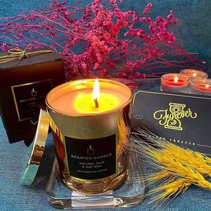 Luxurious Rose Gold Metal Jar Scented Soy <b>Wax</b> <b>Candle</b> with Snuffer and Tray Aromatherapy Home Decoration - Product Image 5