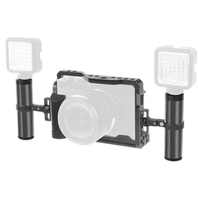 FEICHAO DIY Camera Rig Video Stabilizer for Fujifilm with Dual Handle Cage Kit for Fuji X-E4 Photography Fill Lights Accessories