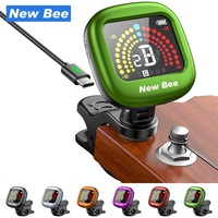 Factory Wholesale 5 Hrs Playtime Rechargeable Lithium Battery Digital Display Electric Guitar Tuner with USB-C Charging
