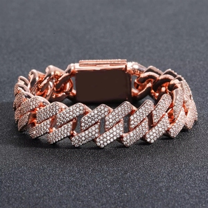 MATHALLA Pulsera unisex de latón chapado en platino con circonita tricolor de 20 mm, estilo hip hop, modelo BESSL0316 - Product Image 2