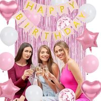 Décoration d'anniversaire pour garçon et fille, guirlande de ballons Joyeux Anniversaire, décorations de fête d'anniversaire rose