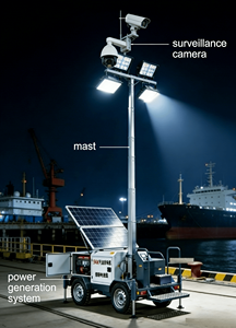 Solar CCTV Mobile Light Tower 8x200W LED for Industrial & Remote Area Security Customized 24/7 All-Weather Surveillance IP66-rat - Product Image 4