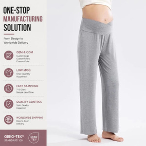Leggings de yoga <span class=keywords><strong>taille</strong></span> haute pour la maternité, couleur unie, coupe large, extensibles et respirants, pantalon de <span class=keywords><strong>grossesse</strong></span> décontracté - Product Image 1
