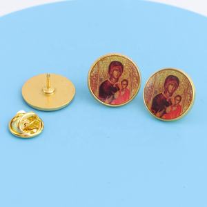 0.7 pouces ton or rond grec chrétien orthodoxe vierge marie de la <span class=keywords><strong>Passion</strong></span> Panagia Soumela épinglette métal religieux moulé Style - Product Image 4
