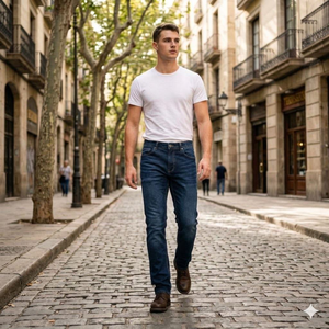 Jeans de mezclilla casuales a la moda para hombre, tallas grandes, con estampado personalizado, corte clásico, slim, recto, ajustado, ligero, listo para enviar, verano - Product Image 2
