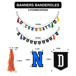<span class=keywords><strong>Guirlande</strong></span> de lettres multicolores en papier assemblée à la main, faite à la main, prix usine EASTTERN, ensemble de bannière de fête de remise de diplôme avec pompons - Product Image 6