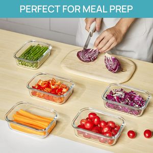 Custom logo 22oz <b>Glass</b> Meal Prep <b>Containers</b> for <b>Food</b> <b>Storage</b> <b>Food</b> Grade Rectangular Design Snap Airtight Lid Plastic Lids - Product Image 4
