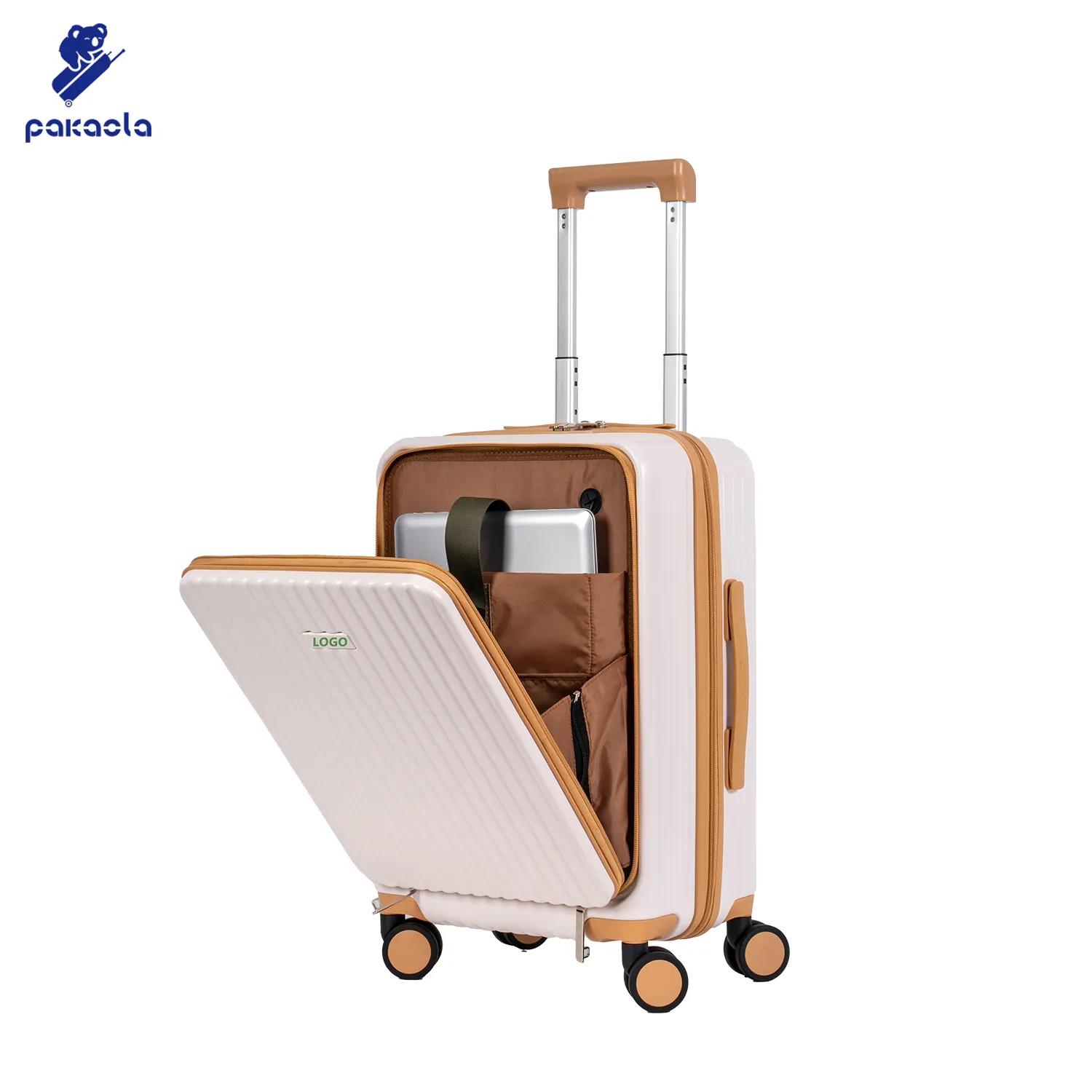 Multifunctional Front Open Luggage Lightweight Hard side Suitcase Travel Luggage With USB Charger and Cup Holder