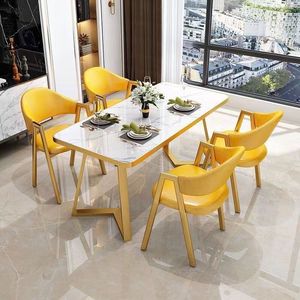 Ensemble Table <span class=keywords><strong>de</strong></span> <span class=keywords><strong>Salle</strong></span> à <span class=keywords><strong>Manger</strong></span> et Chaises Économique et Avantageux, <span class=keywords><strong>4</strong></span> Chaises en Cuir pour Visiteur/Hôtel avec Pieds en Métal - Product Image 1