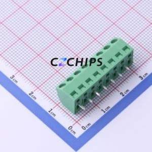 DB127S-3.81-8P-GN-S Screw Terminal Block P=3.81mm Connector ( Construction: 1x8P )( Pitch: 3.81mm )( Color: Green ) - Product Image 2