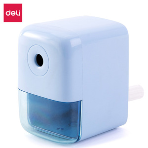 Sacapuntas automático Deli 71158 con manivela manual para niños, diseño geométrico, plástico azul y rojo - Product Image 1