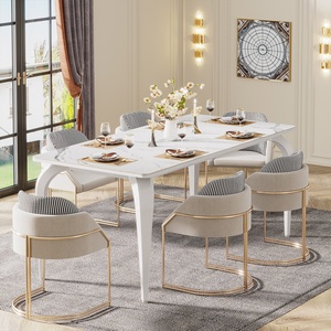 Tribesigns Luxe Moderne 63 \ "Marmeren Gesinterde Stenen Eettafel Keukentafel Met Houten Paneel Metalen Poten Eetkamer Meubels - Product Image 2
