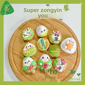 ขนมเมอริงก์รูปซงจื่อสำหรับเทศกาลเรือมังกร ตกแต่งลายการ์ตูน ทำด้วยมือ เหมาะสำหรับตกแต่งเค้กในเทศกาลต่างๆ - Product Image 2