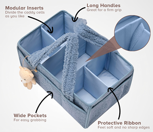 Organisateur de rangement pour la crèche et la voiture pour les couches et les lingettes pour bébé, organisateur de couches pour bébé avec poignée - Product Image 4