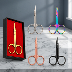 Ensemble de ciseaux à ongles de précision en acier inoxydable avec finition or rose, noir et arc-en-ciel, dans une boîte pour manucure - Product Image 4