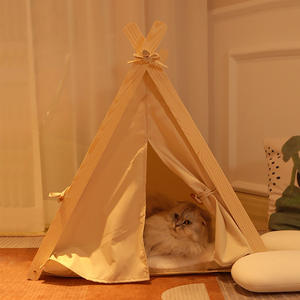 Tienda de Campaña <span class=keywords><strong>Tipi</strong></span> para Mascotas con Estructura de Madera Maciza Universal para las Cuatro Estaciones, con Almohadilla Desmontable y Lavable para Mascotas de hasta 10 kg - Product Image 3