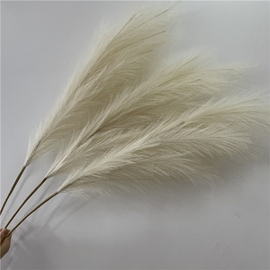 H05005 Offre Spéciale 110cm 18 branches de soie <span class=keywords><strong>fausse</strong></span> herbe de pampa en gros décor de mariage grande herbe de pampa artificielle Beige - Product Image 3