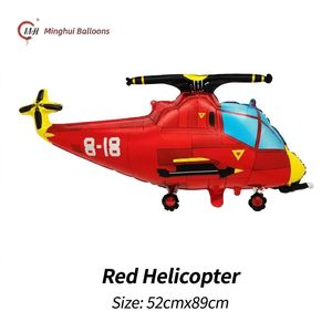 Ballons en aluminium de véhicules de dessin animé : Voiture, Hélicoptère, Avion rouge et bleu, Ballon Mylar pour garçons, Thème voiture et avion, <span class=keywords><strong>Anniversaire</strong></span> d'enfants - Product Image 3