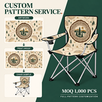 Chaises de camping pliantes en gros avec porte-gobelet latéral et logo et motif personnalisés pour le camping annuel en plein air