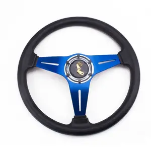 Suporte galvanizado universal para carro, 13.8 nch 350mm, azul, pu + alumínio, para volante de carro, com botão de buzina