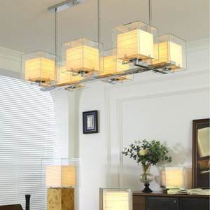 Chi Yu-tang Xuan Paper Chandelier Rectangle 6-Head LED E27 Switch Control For Bedroom Study Living Room - Product Image 4