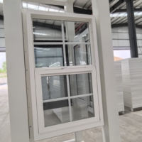 Fenêtre à guillotine simple en PVC, fenêtre coulissante verticale en vinyle avec grille, double vitrage, moustiquaire, usine OEM ODM