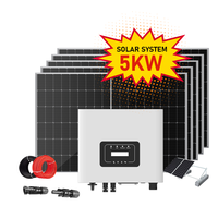 Kit Système Solaire Photovoltaïque 5KW pour Installation sur Toit Résidentiel, Onduleur Connecté au Réseau, Panneaux Haute Efficacité pour Usage Domestique Quotidien