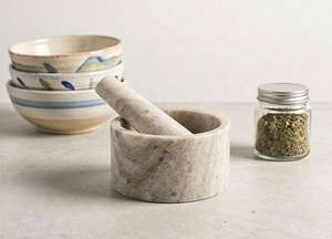 Juego de Mortero y Pilón de Mármol Gris Natural Sigma Exports, Manual, Resistente, para Especias, Hierbas y Ajo - Product Image 2