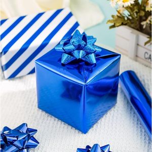 Merture Reversible Royal Blue Wrapping <b>Paper</b> <b>Roll</b> 17 In X 32.8 Ft Metallic Stripe Design Gift <b>Wrap</b> For Baby Shower Birthday - Product Image 5
