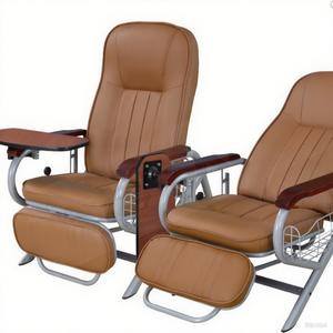 Fauteuil d'infusion clinique/hospitalier inclinable, monoplace, pour perfusion intraveineuse, en cuir, avec tablette d'écriture, en métal et PU - Product Image 1