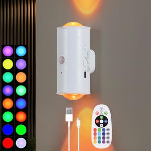 Lampe <span class=keywords><strong>murale</strong></span> sans fil LED avec télécommande RGB, détecteur <span class=keywords><strong>de</strong></span> mouvement, intensité réglable, batterie rechargeable, pour couloir, escalier, <span class=keywords><strong>salle</strong></span> <span class=keywords><strong>de</strong></span> <span class=keywords><strong>bain</strong></span>, chambre à coucher - Product Image 1