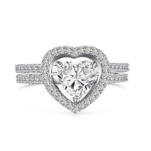 เครื่องประดับดีไซน์สวยจาก Dylam Statement Fine Jewelry เงินแท้ S925 ชุบโรเดียม ประดับเพชรคิวบิกเซอร์โคเนีย 5A รูปหัวใจ สำหรับผู้หญิง ชุดแหวนแบบถอดประกอบได้ - Product Image 1