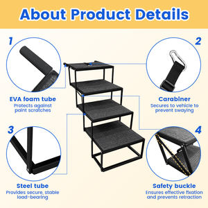 Verstelbare metalen draagbare opvouwbare hondenoploop/ladder, nieuw, voor auto's, SUV's en vrachtwagens - Product Image 3