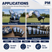 Housse de tête de club de golf en cuir PU avec logo en relief pour bois de fairway, ensemble de clubs, vente en gros, OEM, personnalisable, portable