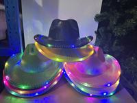 LED lampeggiante cappello da Cowboy iridescente per Mardi Gras Halloween festa di natale bomboniere