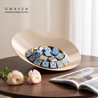 Assiette à fruits en céramique Omaysn, assiettes en porcelaine bleu océan, assiette à fruits artistique en céramique, assiettes en céramique en forme de fruits