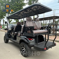 Voiturette de golf électrique tout-terrain, châssis surélevé, finition dorée, personnalisable, design gratuit, disponible dès maintenant.