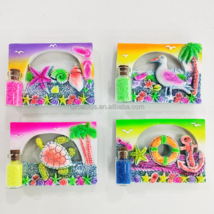 Maldive souvenir gift drift sand bottle Punta cana Custom beach Vietnam Bahamas 3d resin Paradise Island magnete per frigorifero - Product Image 3