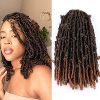 Extensions de cheveux synthétiques pré-bouclées Butterfly Locs au crochet, 14 pouces, noires, effet vieilli, tresses au crochet Goddess Soft Locs