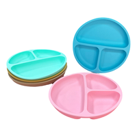 Assiette ovale en silicone de qualité alimentaire pour bébé, avec compartiments, ventouse, motif de dessin animé, lavable au lave-vaisselle, non toxique