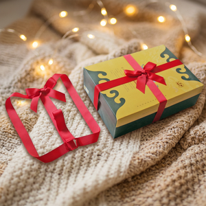 <span class=keywords><strong>Noeud</strong></span> en ruban polyester à grain croisé pré-noué personnalisé avec connexion élastique pour l'emballage de cadeaux de Noël - Product Image 2