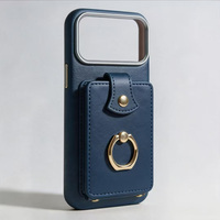 Étui de téléphone anti-RFID en gros avec support anneau et porte-cartes pour iPhone 12 13 14 15 16 17 en cuir PU ODM OEM