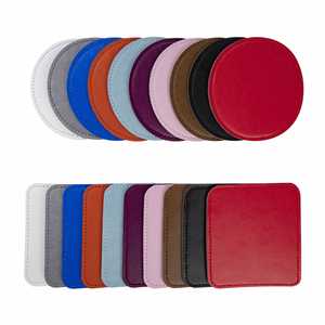Posavasos de Cuero PU Grabados, Resistentes al Calor, en Forma Redonda con Costuras - Product Image 1