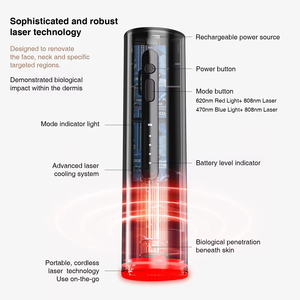 Rechargeable Dual-Wavelength LED <b>Laser</b> Facial Pen for Blemish Care, Skin Rejuvenation and Home Beauty Use - Product Image 6