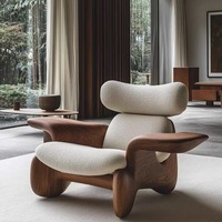 Fauteuil d'Appoint de Salon Rembourré en Mousse Haute Résilience. Fauteuil Scandinave Design. Cadre en Bois Massif, Vendu à l'Unité