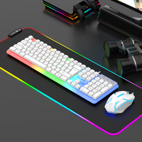 Lantronlife GTX-350 RGB Ps/2 Numeric Keypad Gaming Keyboard Mouse Combo Kabel USB - Putih